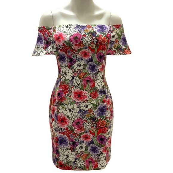 Alexia Admor Dress Women Size 4 Floral Off The Shoulder Mini - Picture 1 of 11